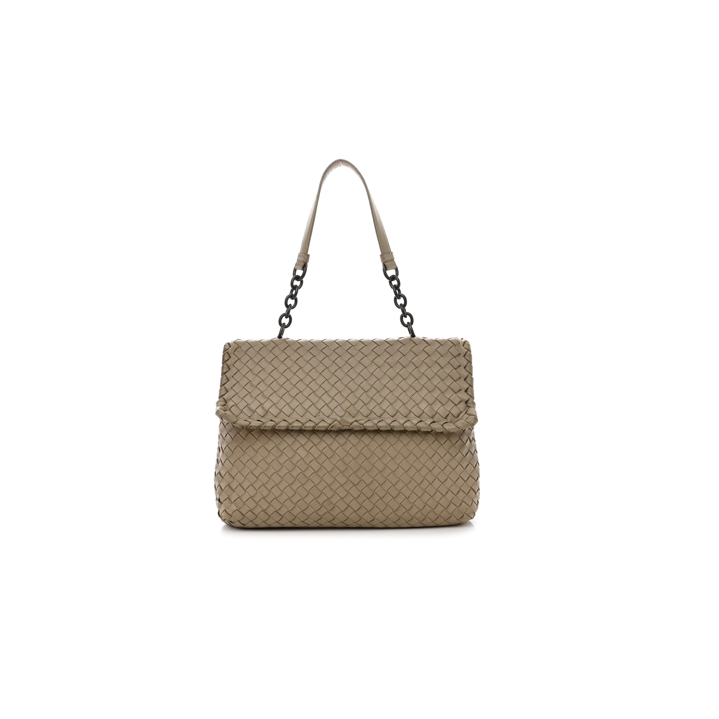 BOTTEGA VENETA NAPPA INTRECCIATO OLIMPIA SHOULDER BAG LIMESTONE  (28*19*10cm)