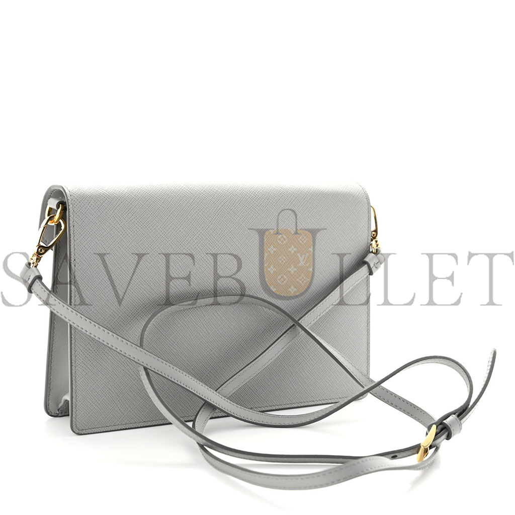 PRADA CITY CALFSKIN SAFFIANO ENVELOPE FLAP WITH CHAIN NUBE (20*13*4cm)