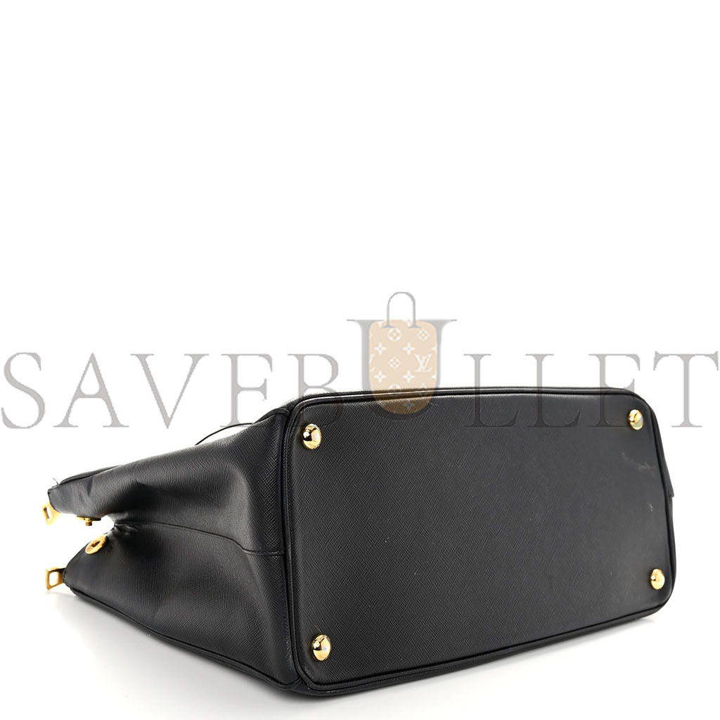 PRADA SAFFIANO MEDIUM GALLERIA DOUBLE ZIP TOTE BLACK (32*20*14cm)