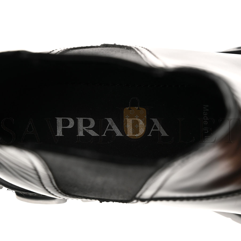 PRADA SPAZZOLATO ROIS MONOLITH CHELSEA 55MM ANKLE BOOTS 39 BLACK