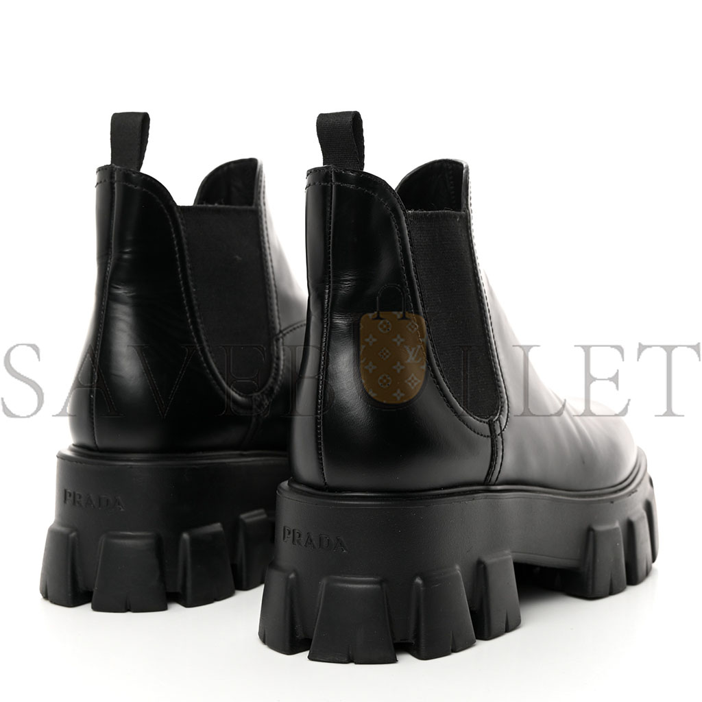 PRADA SPAZZOLATO ROIS MONOLITH CHELSEA 55MM ANKLE BOOTS 39 BLACK