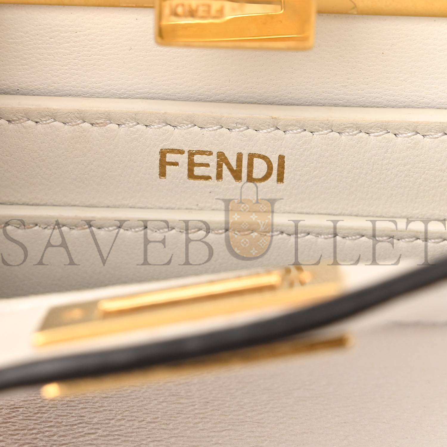 FENDI SHINY NAPPA PETITE PEEKABOO I SEE U SATCHEL WHITE (20*15*11cm)