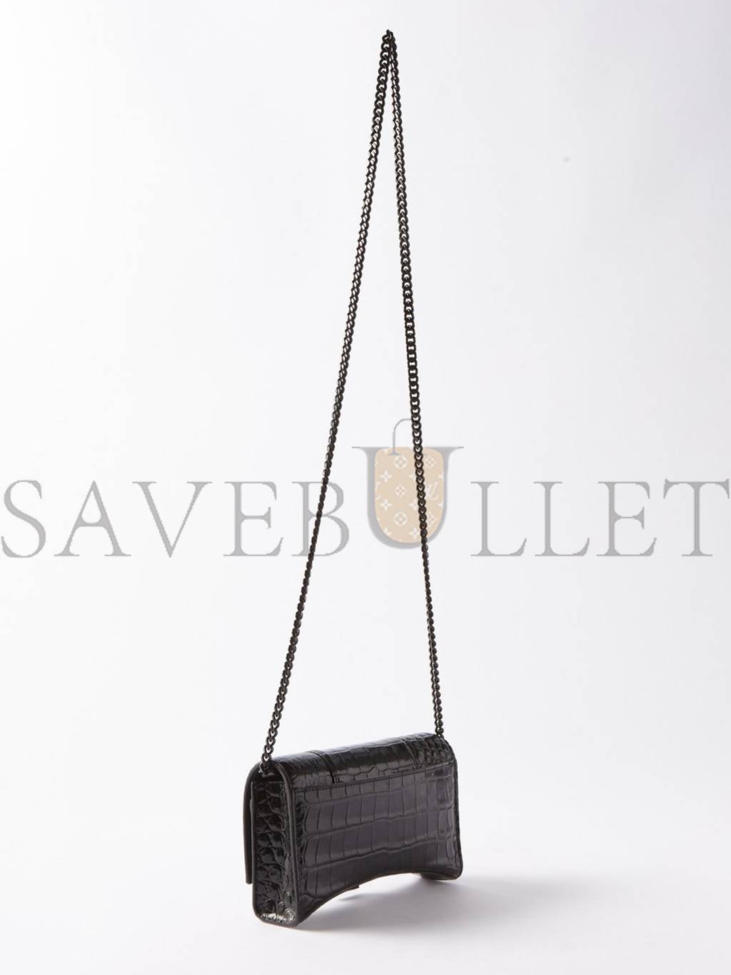 BALENCIAGA BLACK HOURGLASS CROC-EFFECT LEATHER CROSS-BODY BAG  MATCHESFASHION US (20*12.1*10.6cm)