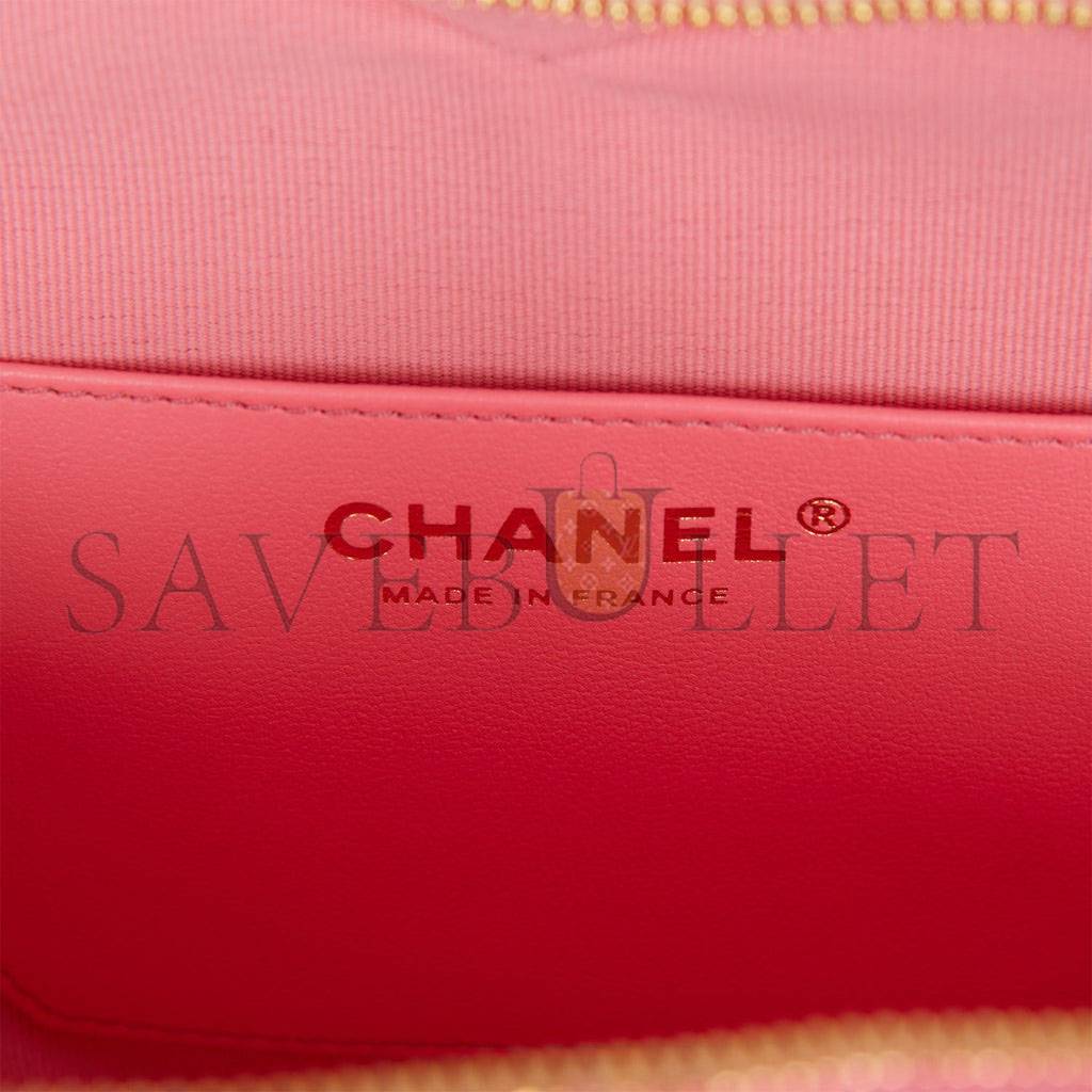 CHANEL CC IN LOVE LARGE HEART BAG PINK LAMBSKIN LIGHT GOLD HARDWARE (20*18*6cm)