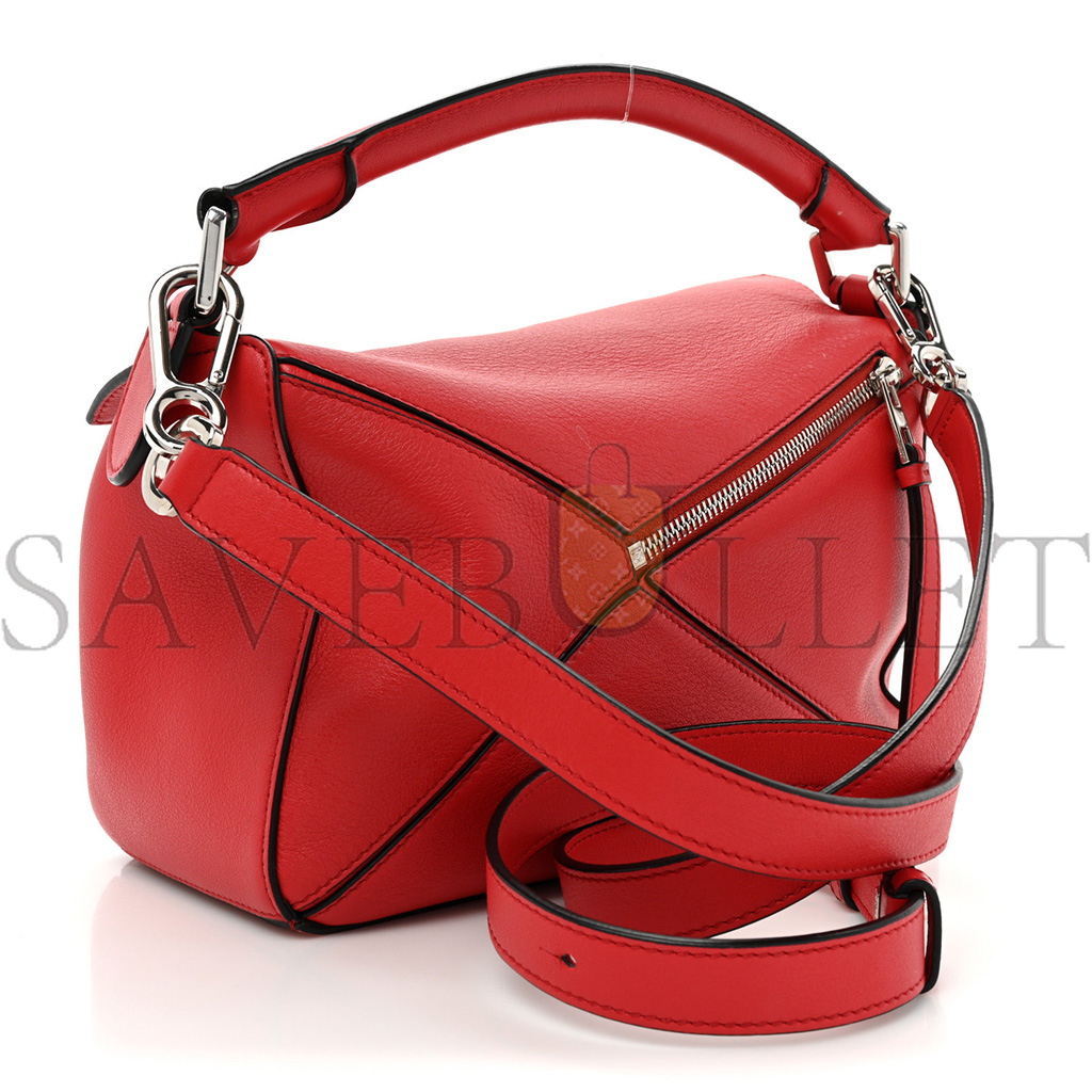 LOEWE CALFSKIN SMALL PUZZLE BAG SCARLET (24*16.5*10.5cm)