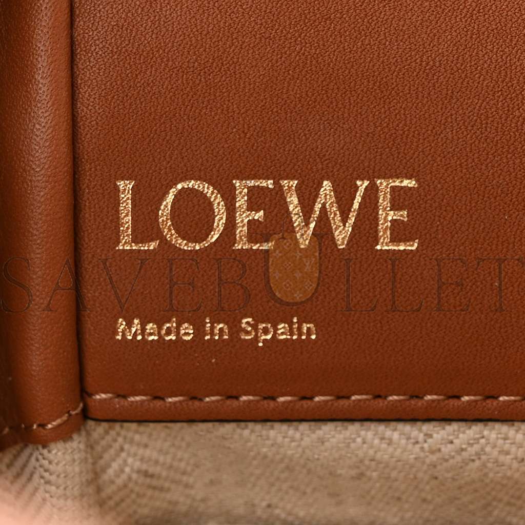 LOEWE CALFSKIN CANVAS MINI HAMMOCK SHOULDER BAG NATURAL TAN (19*17*10cm)