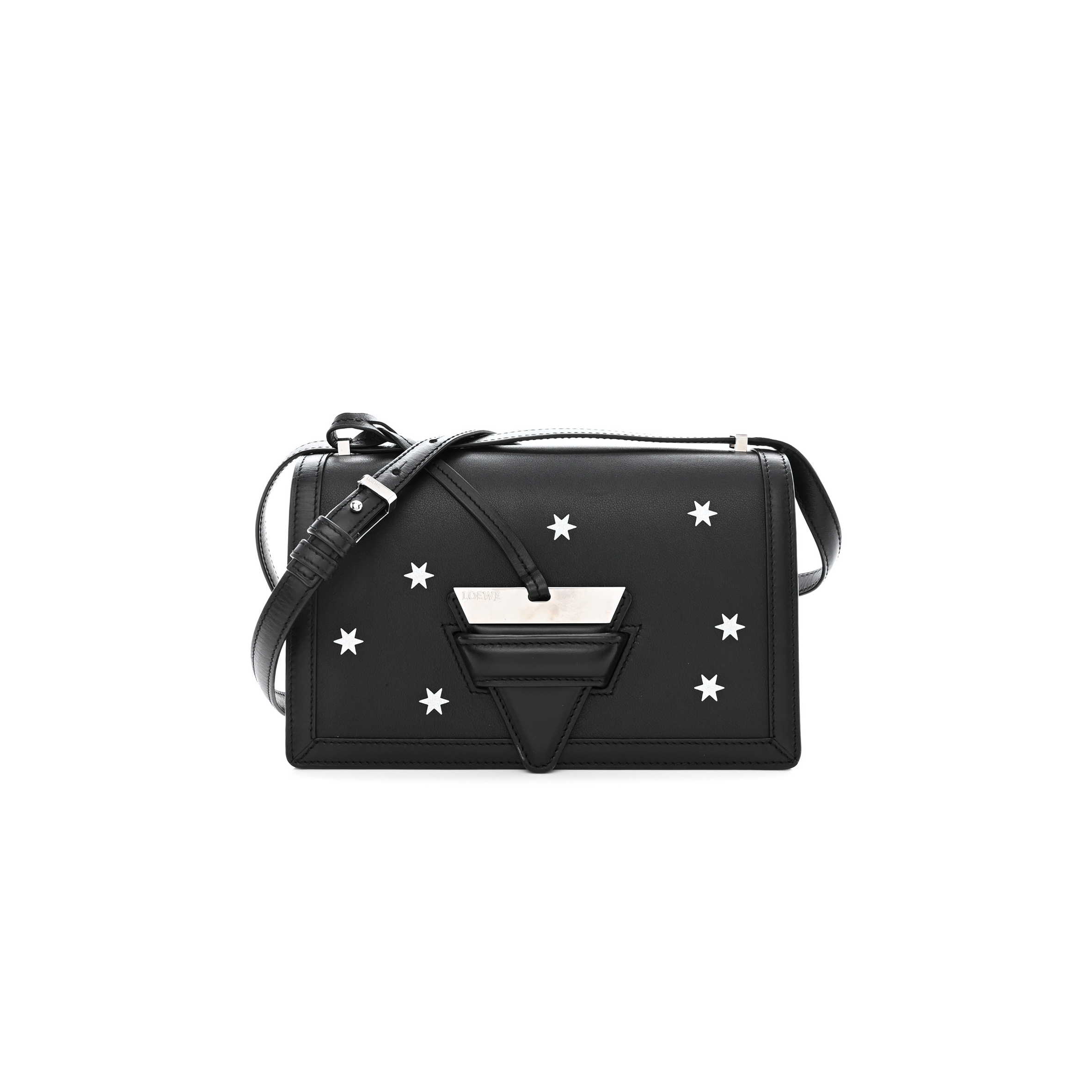 LOEWE CALFSKIN STARS MEDIUM BARCELONA SHOULDER BAG BLACK (23*15*10cm)