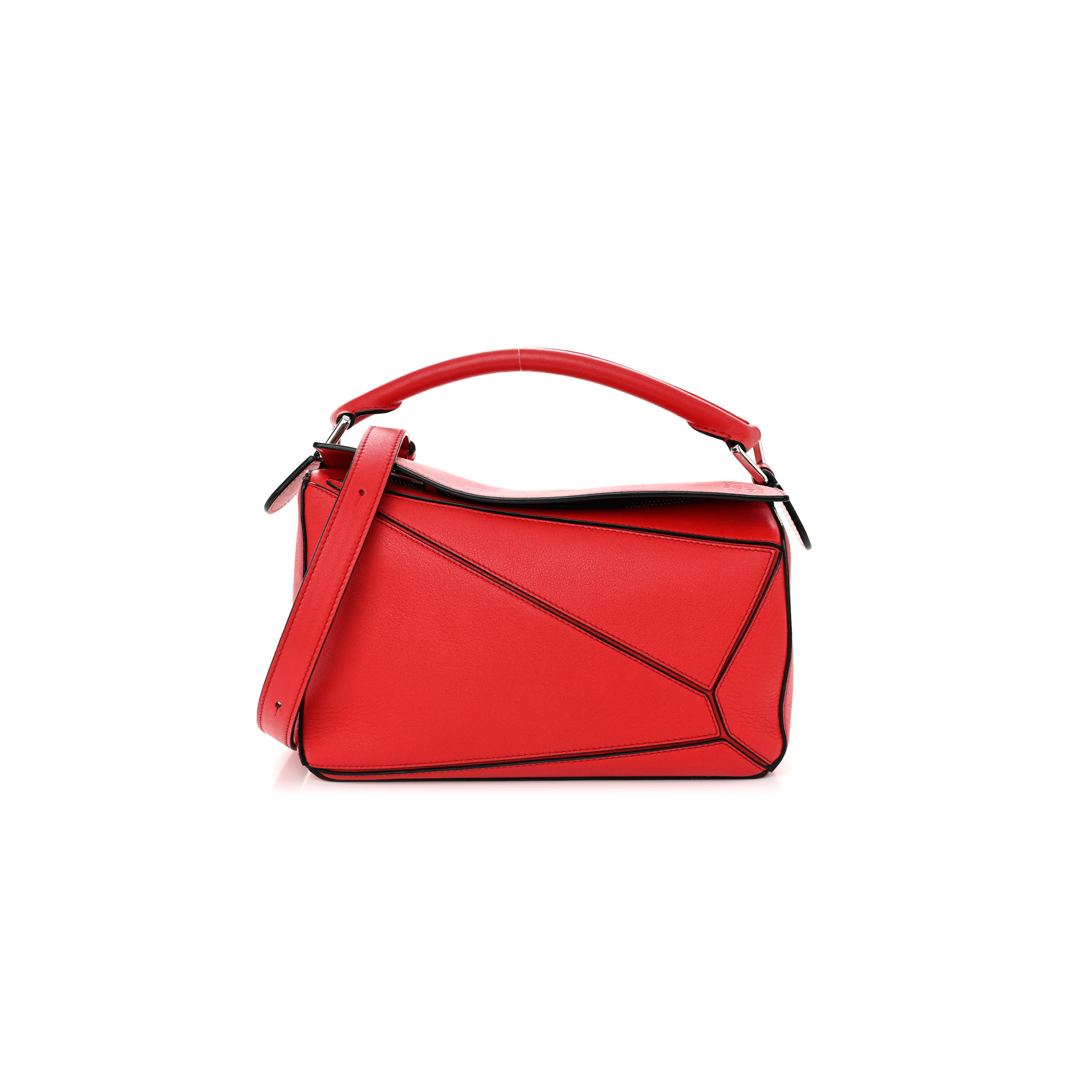 LOEWE CALFSKIN SMALL PUZZLE BAG SCARLET (24*16.5*10.5cm)