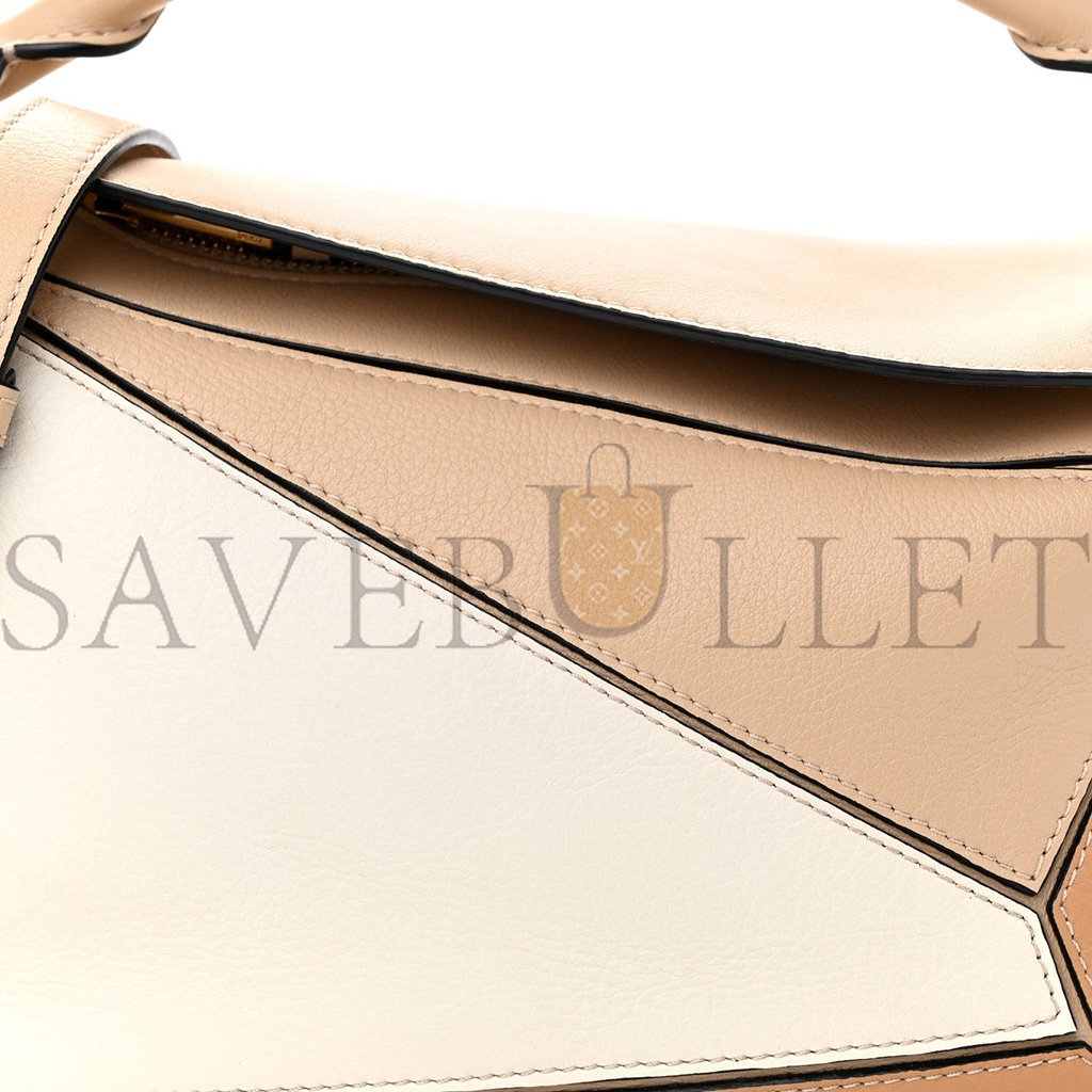 LOEWE CALFSKIN SMALL PUZZLE BAG DUSTY BEIGE SOFT WHITE (24*16.5*10.5cm)