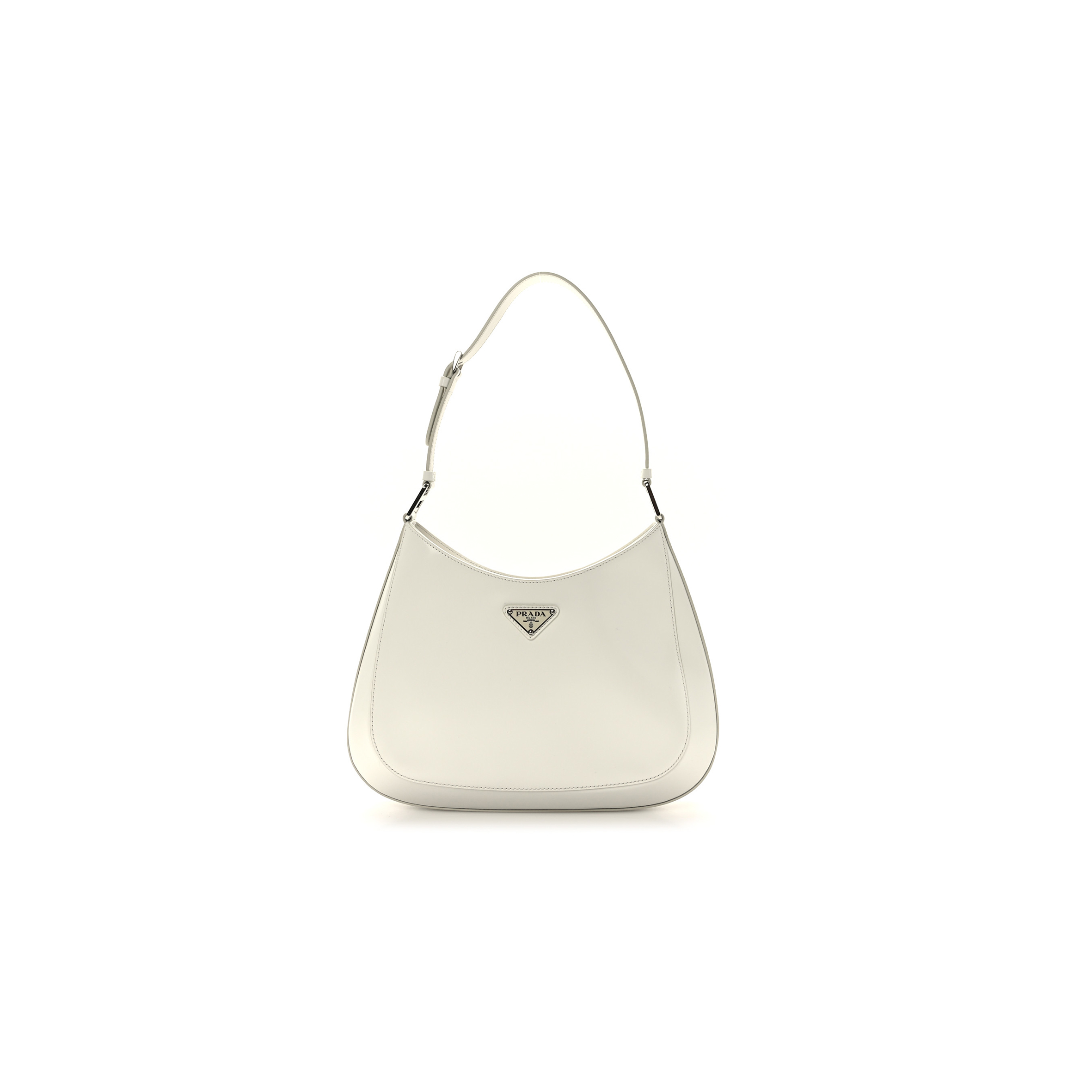 PRADA BRUSHED CALFSKIN CLEO ADJUSTABLE STRAP SHOULDER BAG WHITE (28*23*5cm)