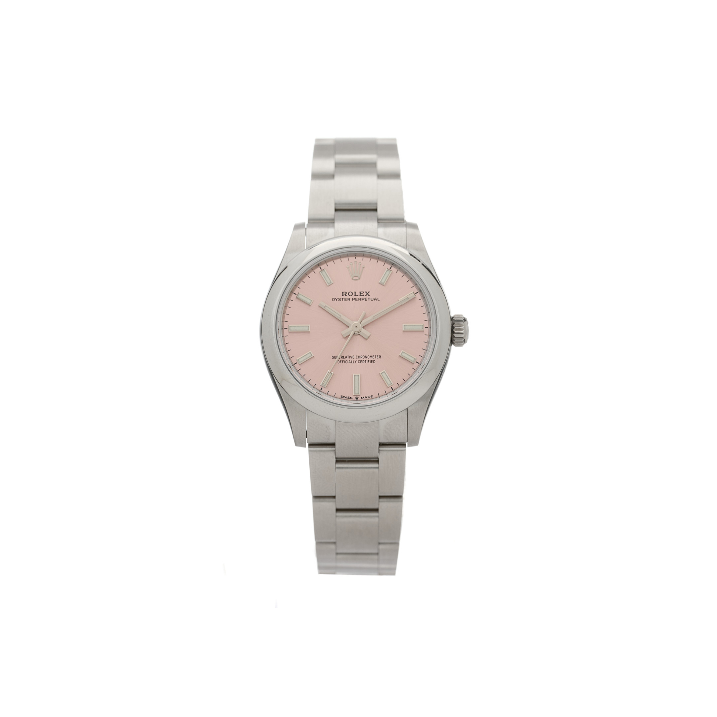 ROLEX STAINLESS STEEL 31MM OYSTER PERPETUAL WATCH PINK 277200