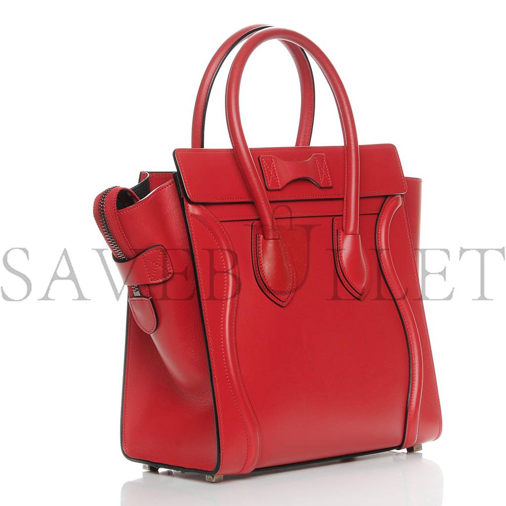 CELINE DRUMMED CALFSKIN MICRO LUGGAGE RED (26*25*13cm)