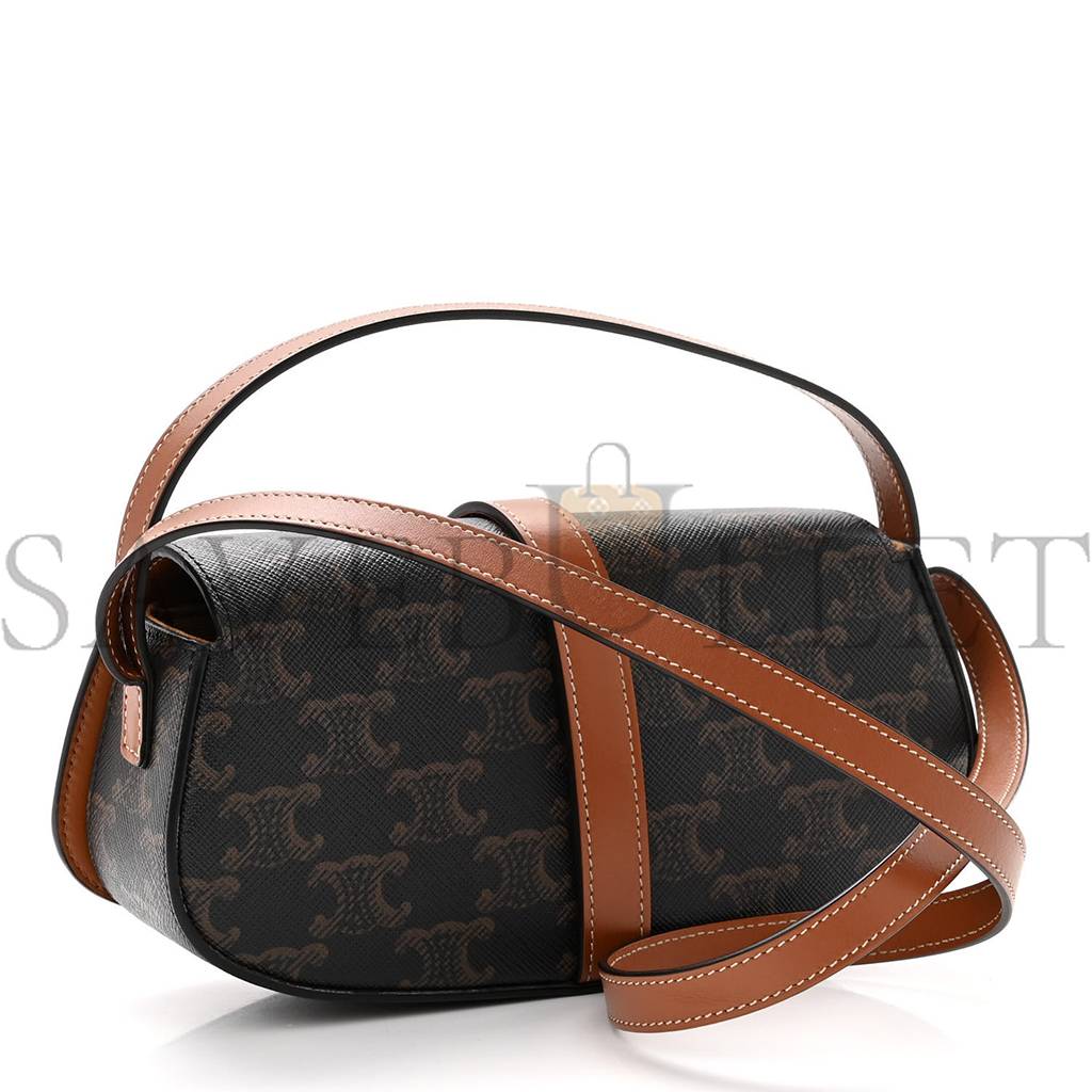 CELINE TRIOMPHE CANVAS CALFSKIN TABOU CLUTCH ON STRAP TAN (20*9*5cm)