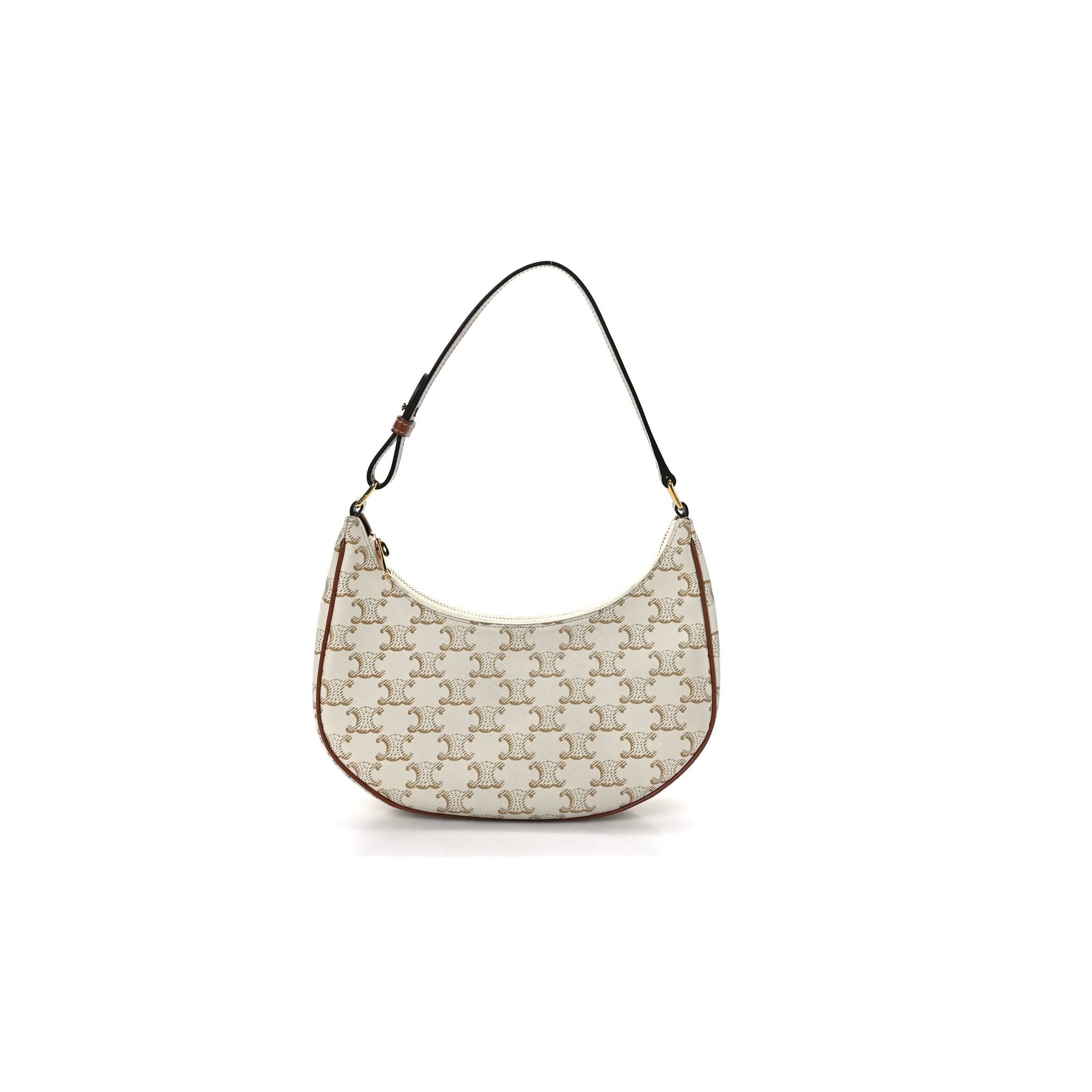 CELINE CANVAS CALFSKIN AVA TRIOMPHE SHOULDER BAG WHITE (24*13*7cm)