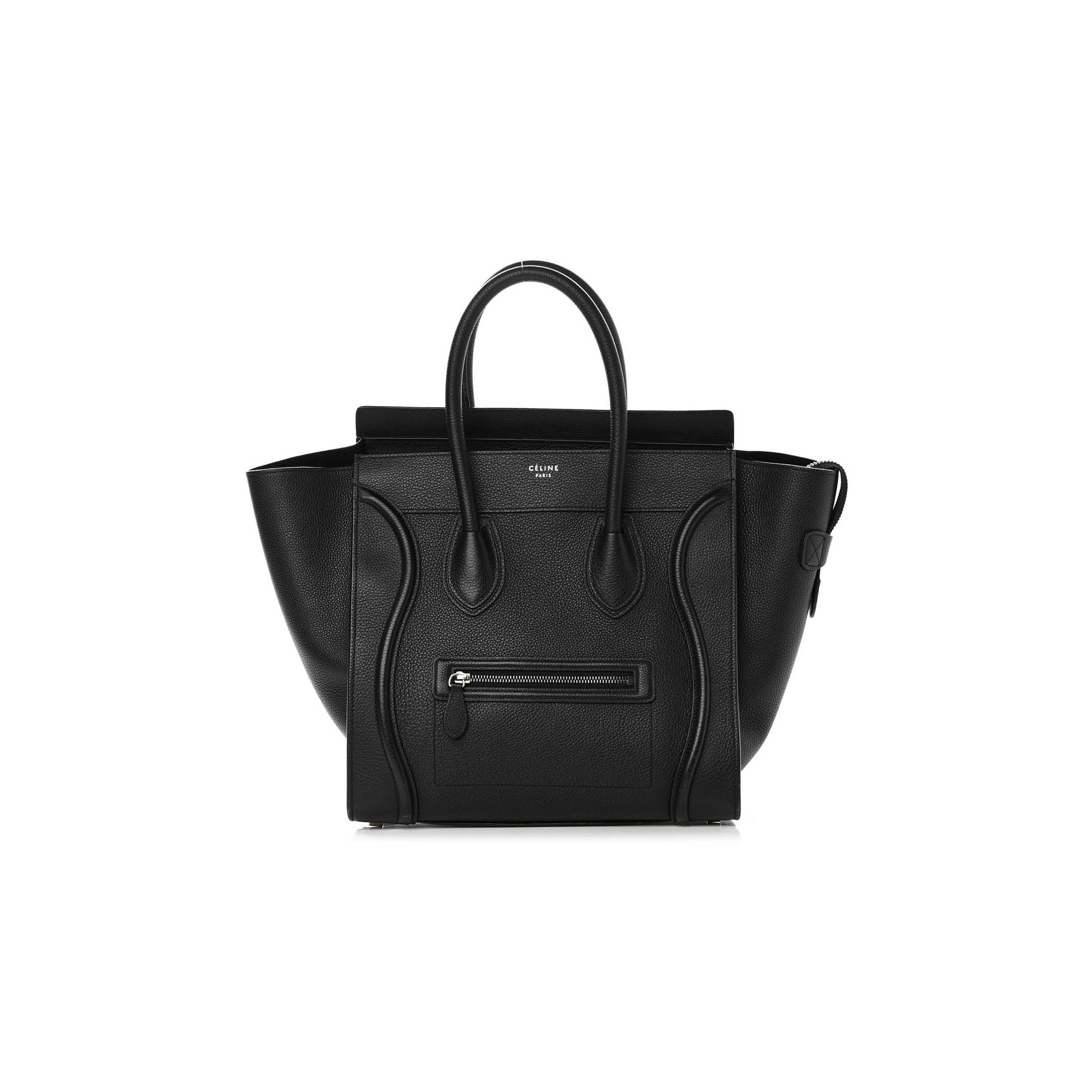 CELINE DRUMMED CALFSKIN MINI LUGGAGE BLACK (32*30*18cm)