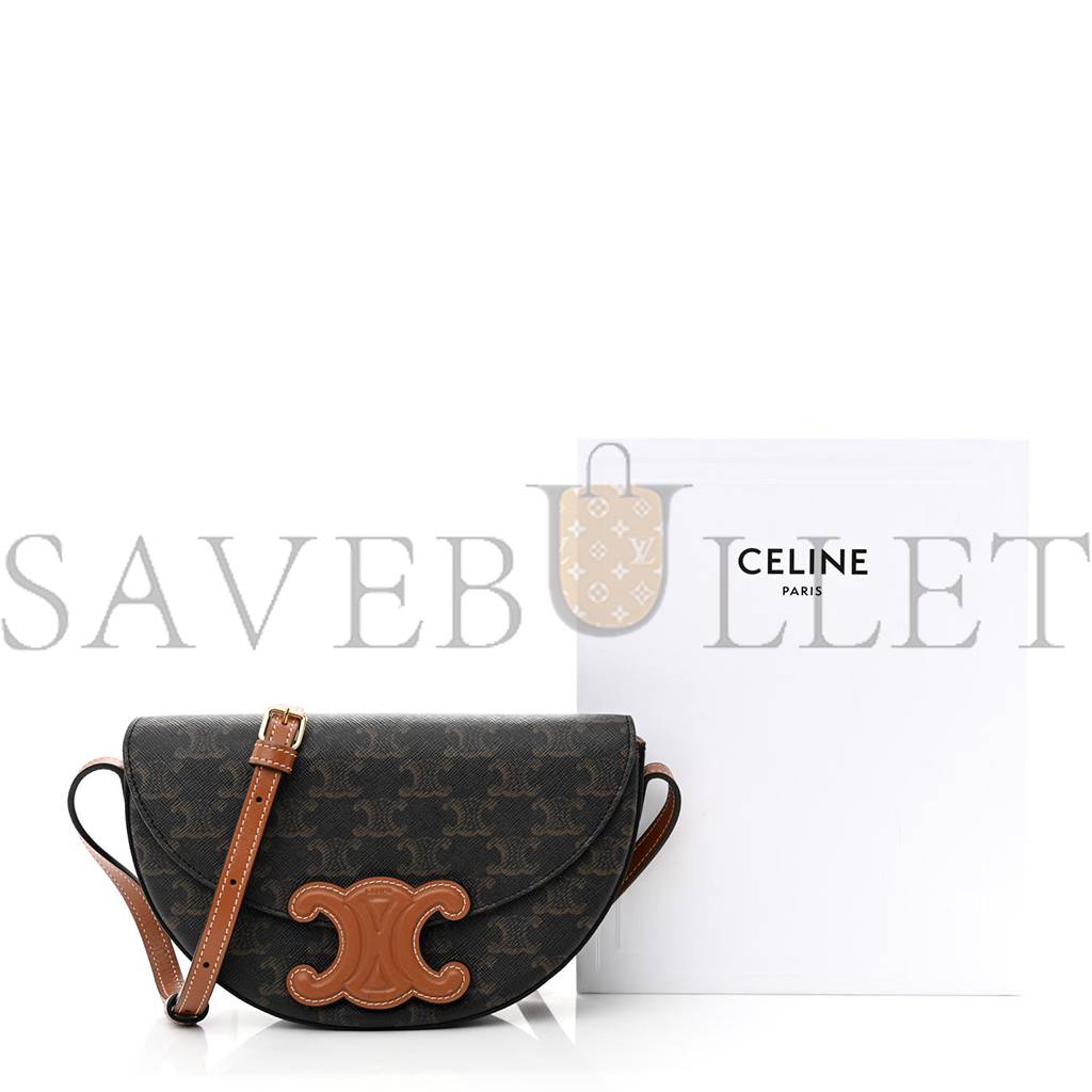 CELINE CALFSKIN TRIOMPHE CANVAS BESACE TAN (22*14*6cm)