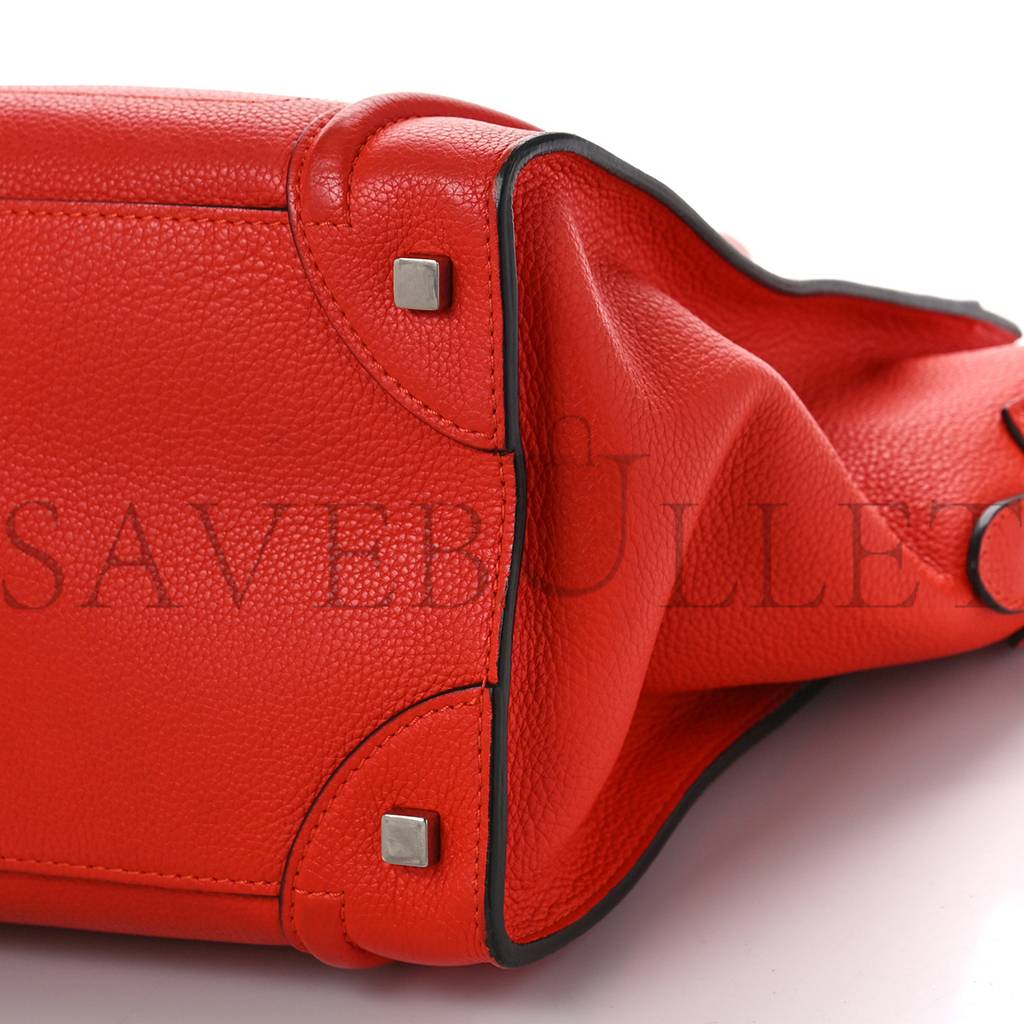 CELINE DRUMMED CALFSKIN MINI LUGGAGE VERMILLION (32*30*18cm)