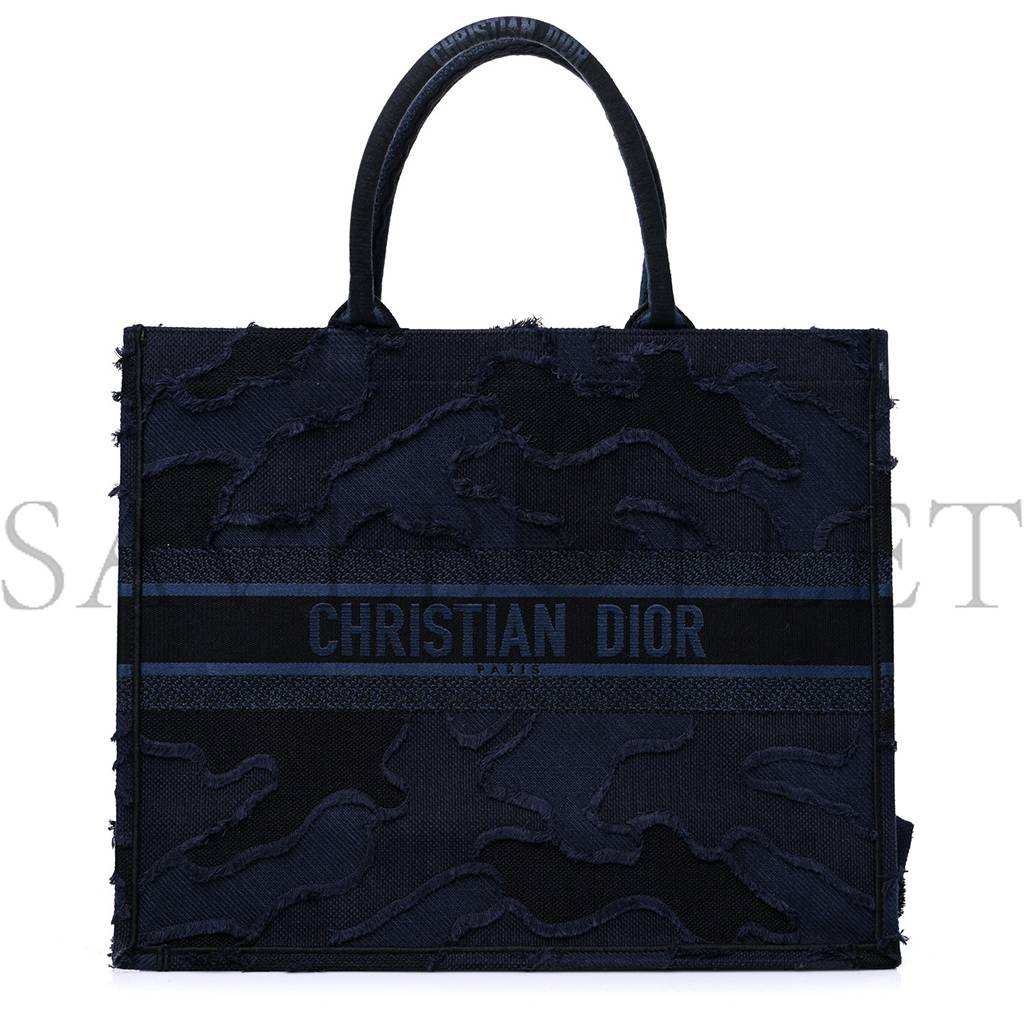 DIOR CANVAS EMBROIDERED CAMOUFLAGE BOOK TOTE BLUE (43*36*18.4cm)